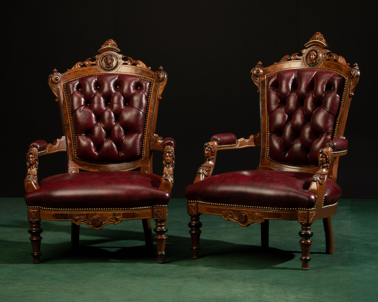 A pair of Victorian Renaissance Revival armchairs (1 of 4)