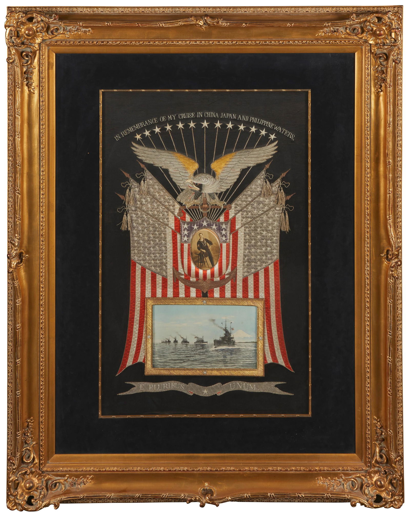 An antique silk embroidered sailor's souvenir (1 of 2)