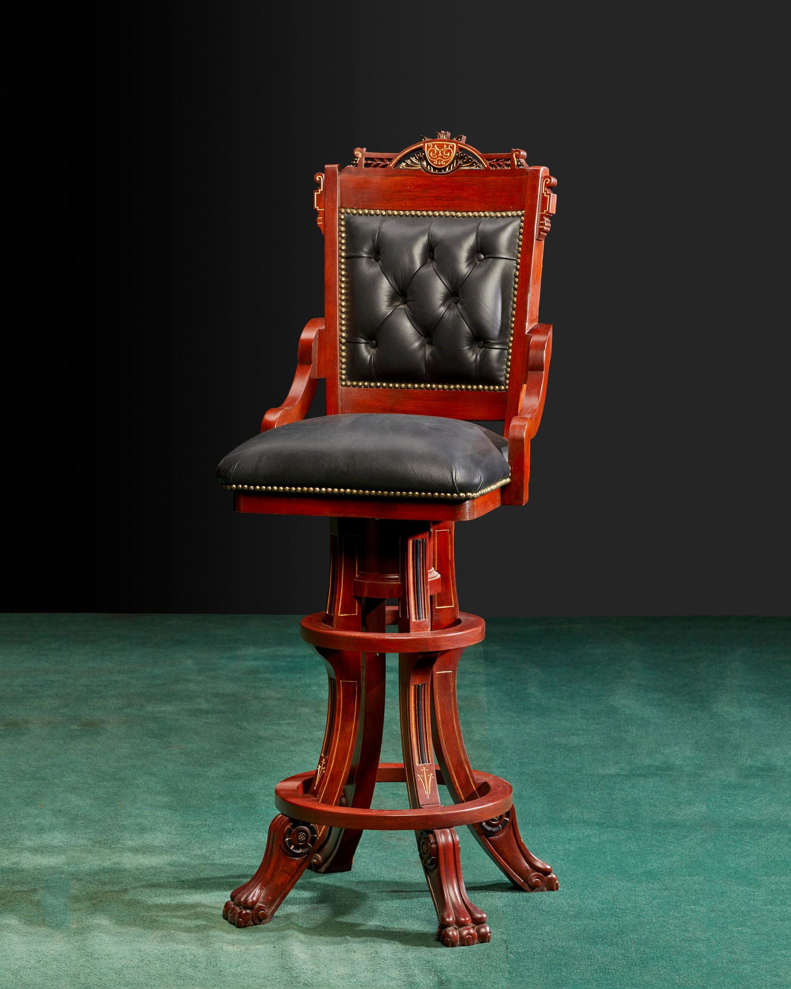 An American Victorian Renaissance Revival high swivel chair (1 of 5)