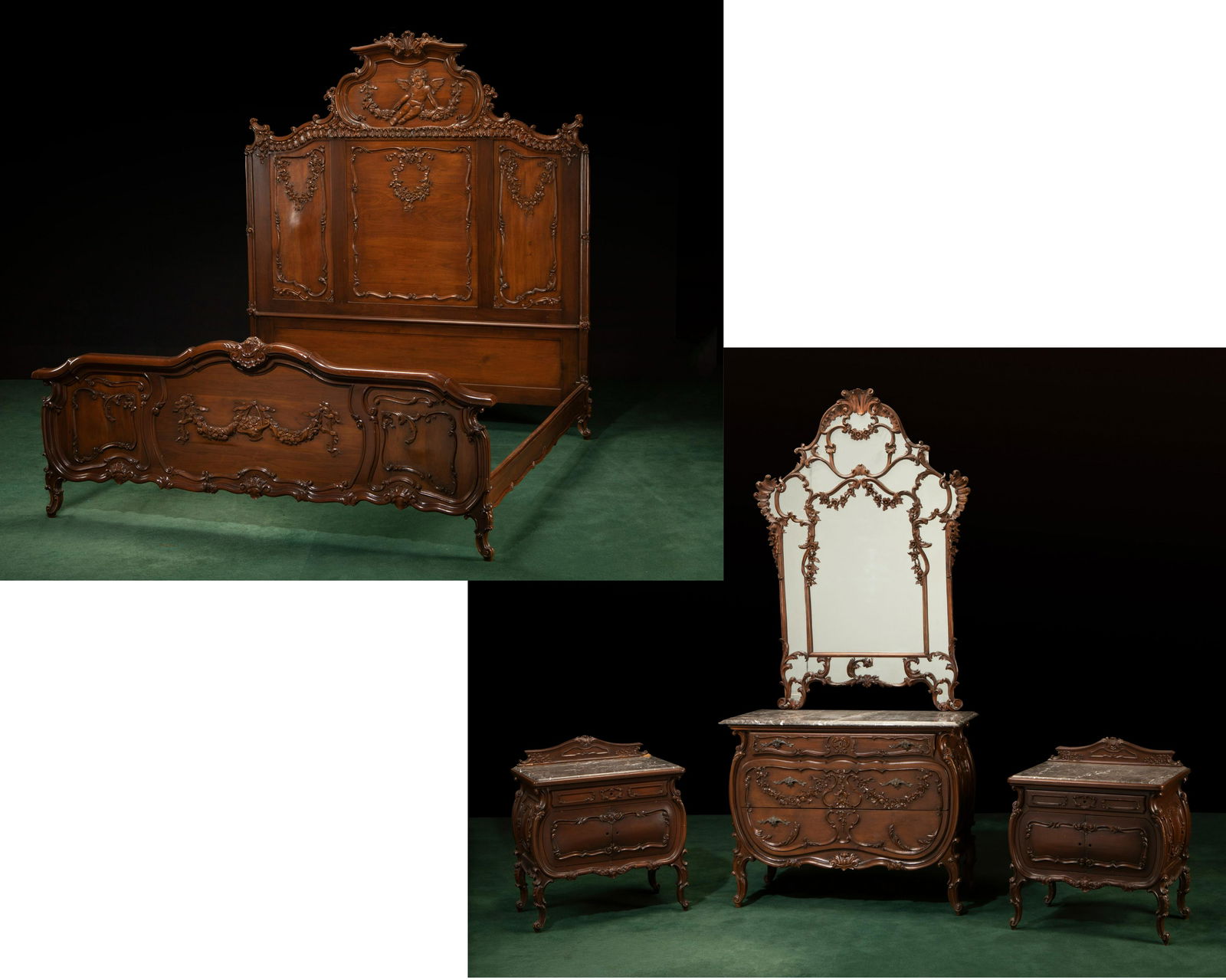 A Continental carved wood bedroom set (1 of 15)