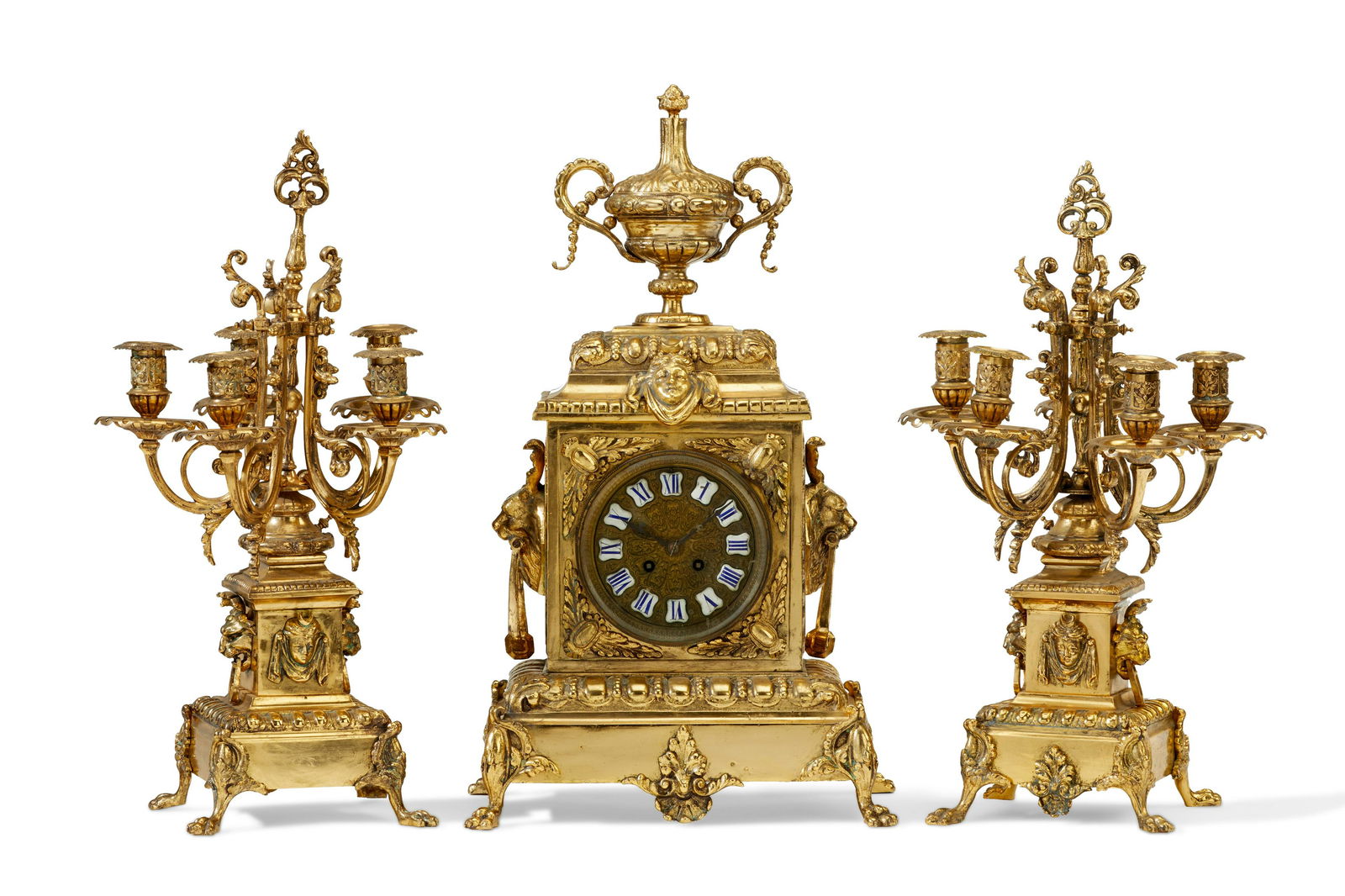 A French-style brass clock and candelabra set (1 of 6)