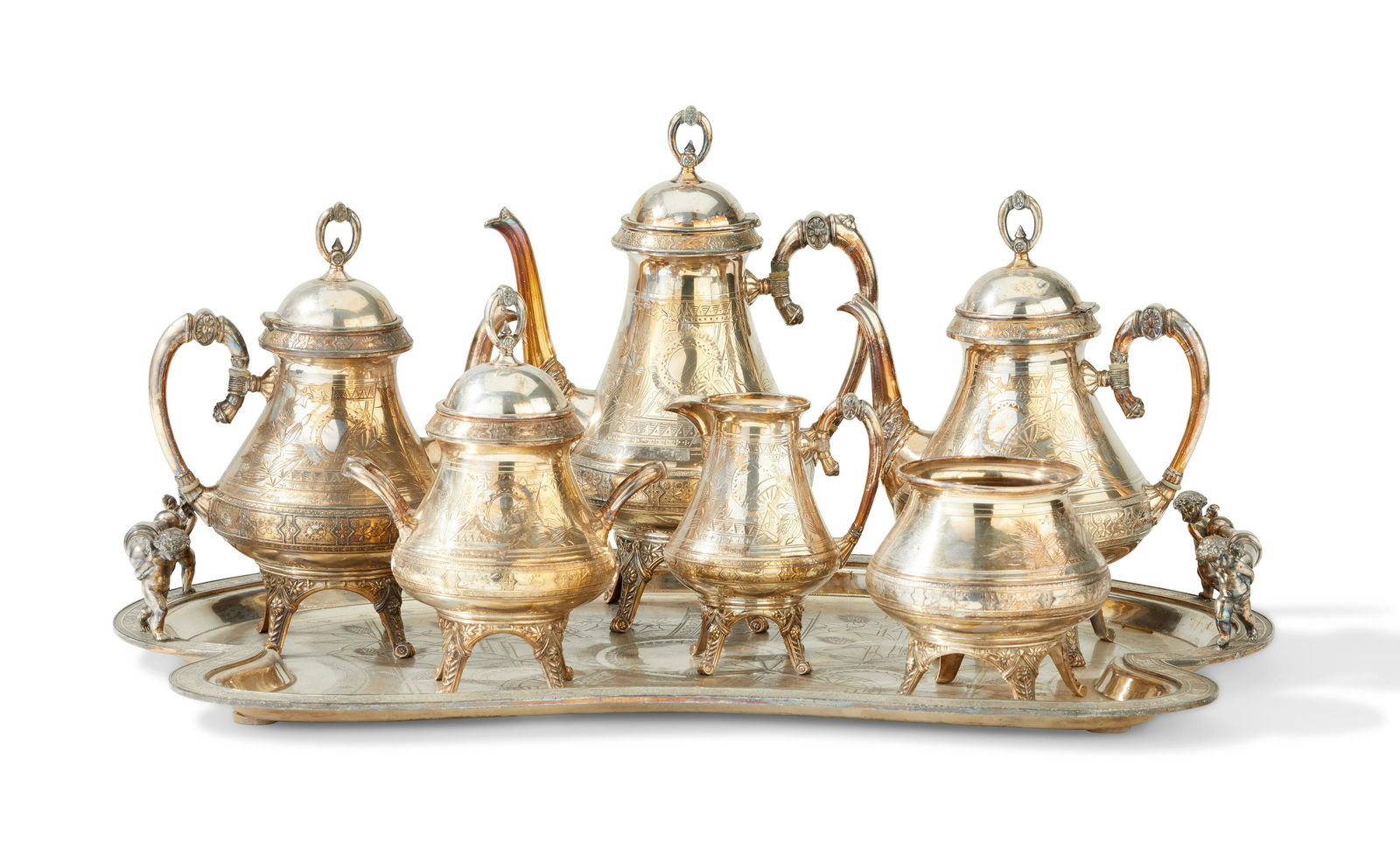 An American Victorian Aesthetic Movement silver plate tea service (1 of 8)