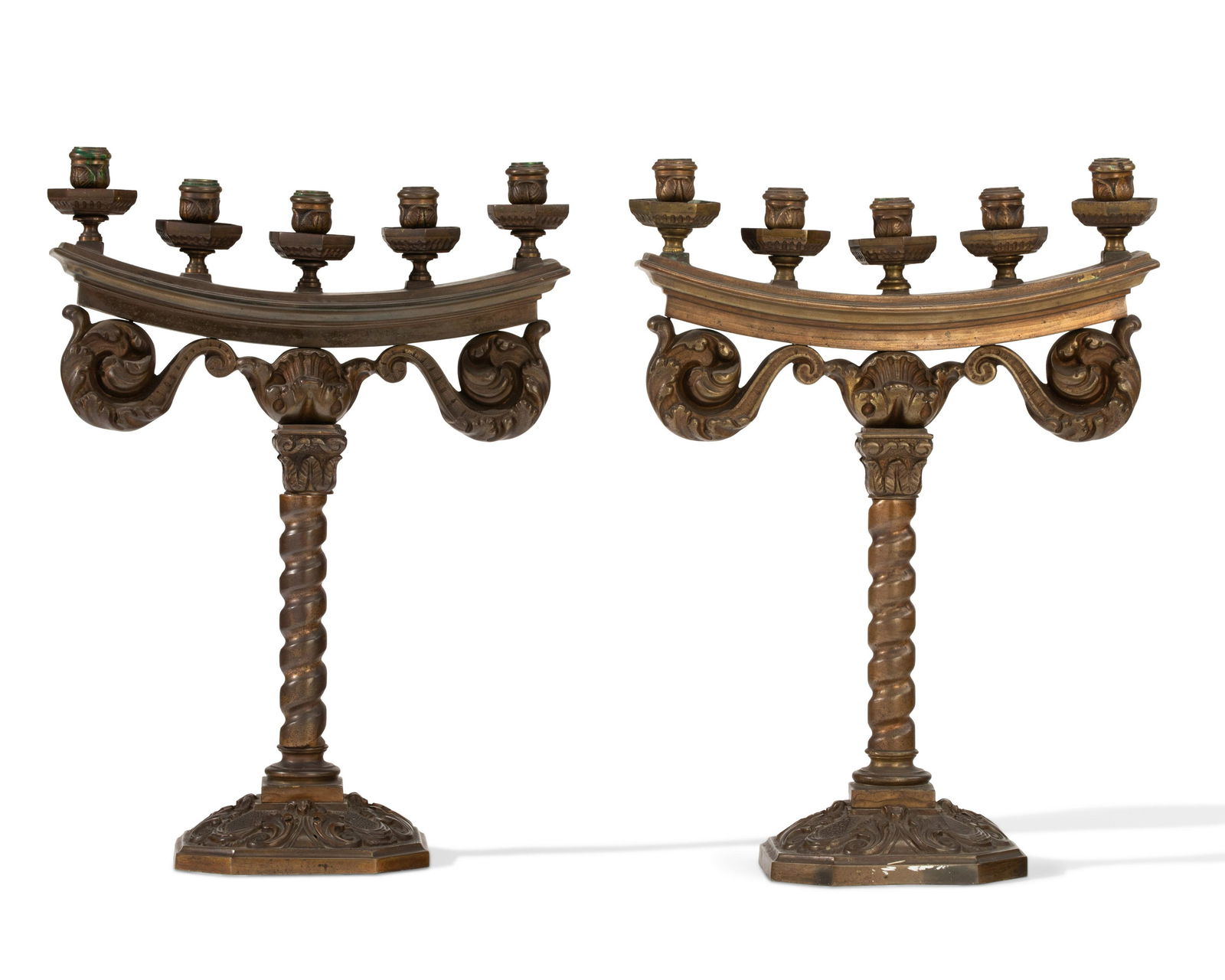 A pair of patinated bronze candelabra (1 of 5)