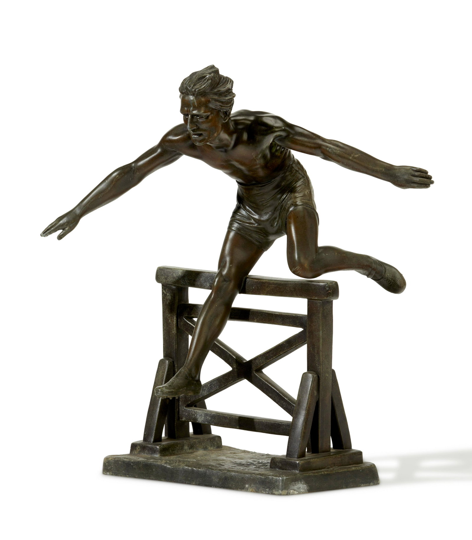 DemEtre Haralamb Chiparus (Romanian 1886-1947): DemEtre Haralamb Chiparus Romanian, 1886-1947 The Jumper Patinated zinc Signed: D.H. Chiparus; with French foundry mark 18" H x 15" W x 12" D