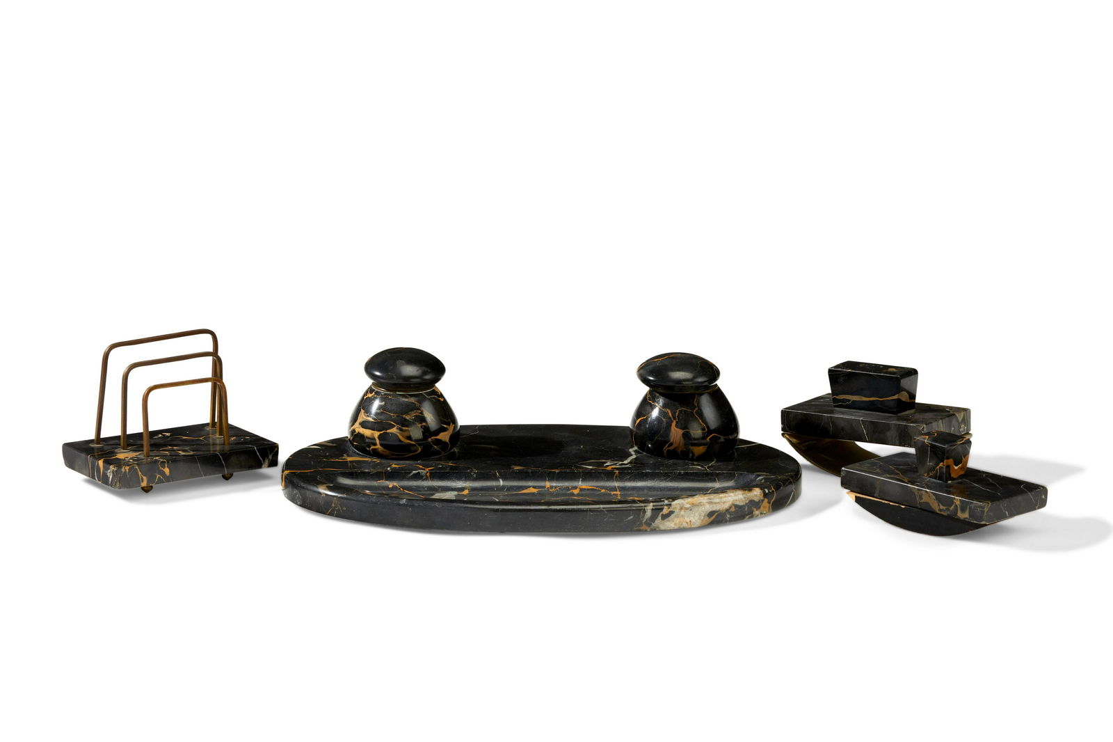 An American Art Deco black marble desk set (1 of 5)