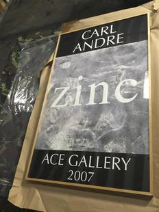 Carl Andre - Zinc - Framed: This is a Lot of 1 piece; Carl Andre - Zinc - Framed - Offset Lithograph Poster; Size: 48.5 x 30 x 1.5 in; Issue Year: 2007; ; Condition: Poster: B; Stored: Freestanding.***Please read terms