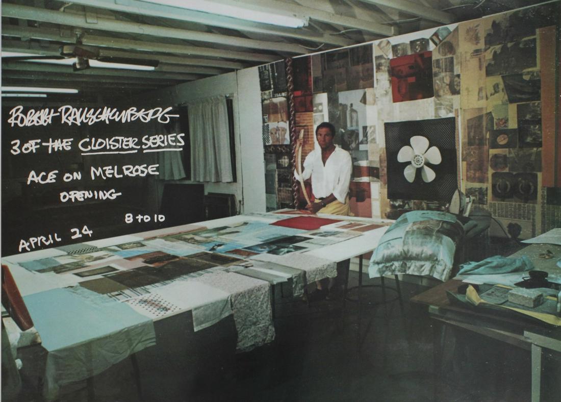R. Rauschenberg - Ace Melrose Cloister: This is a Lot of 1 piece; R. Rauschenberg - Ace Melrose Cloister - Offset Lithograph Poster; Size: 27" x 36"; Issue Year: 1980; Unsigned; Condition: B/C (Fold Marks); Stored: Flat Loose.***Please read