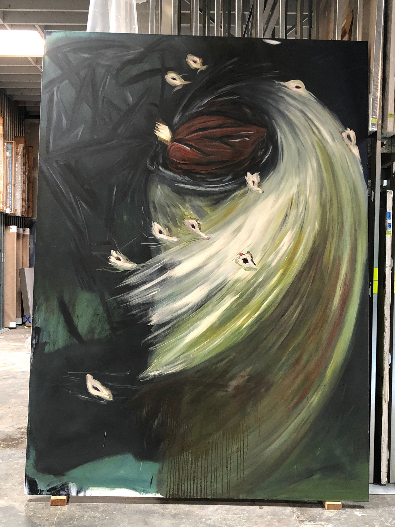 David Amico - Oil on canvas, 'Nave': David Amico - Oil on canvas, 'Nave' Date: 1985 Signed: Verso Dimensions: 108 x 78 in Condition: Artwork in excellent condition. Defect in the canvas on the lower right side inherent to the work (Pleas