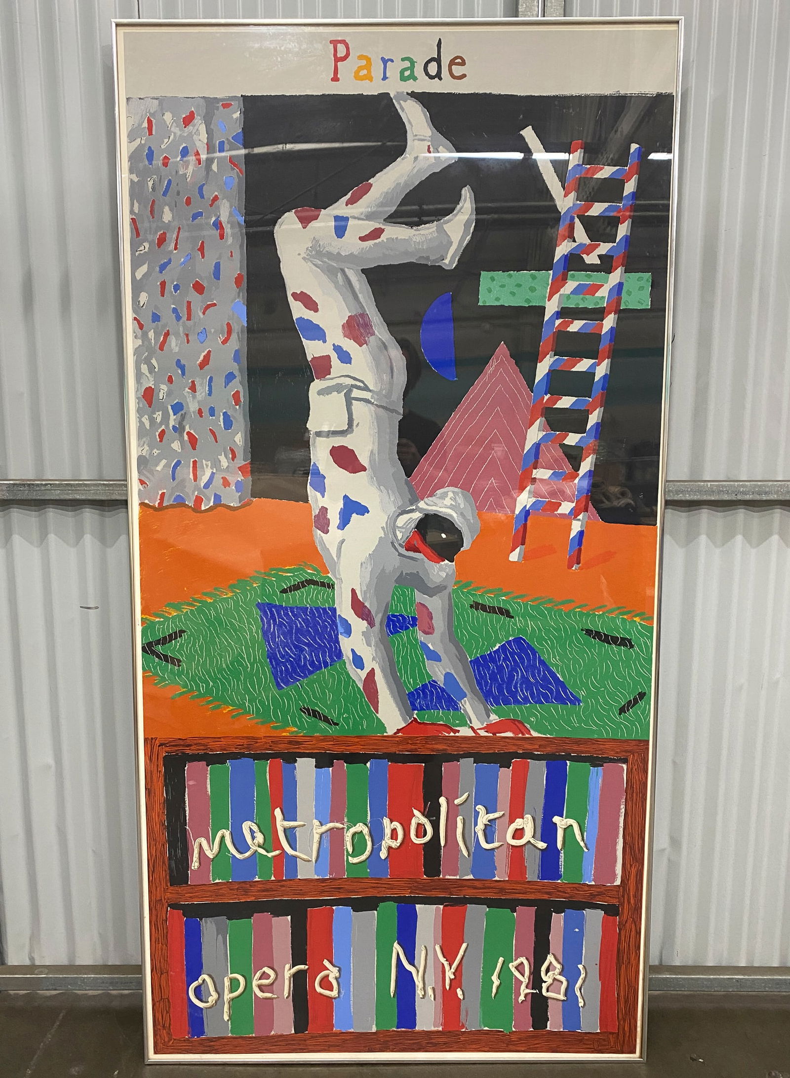 David Hockney - Offsert Lithograph Poster - Framed, 'Parade, Metropolitan Opera, New York' (1 of 1)