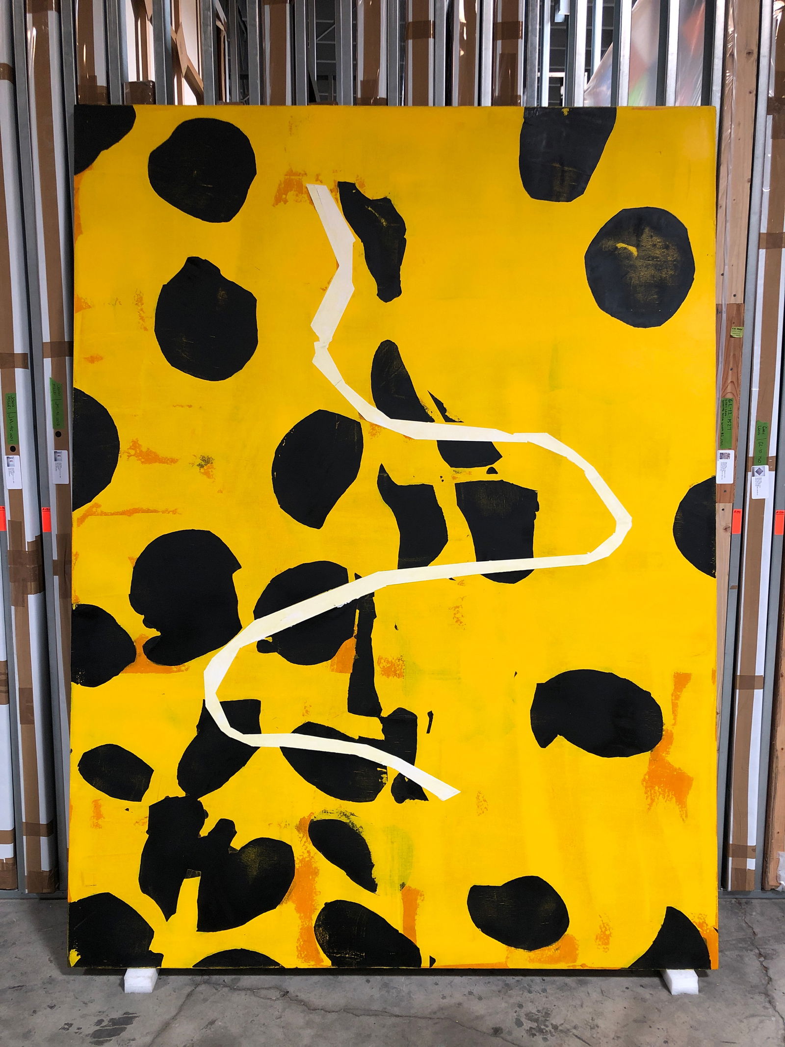 David Amico - Oil and wax on canvas, 'Yellow and Black with White': David Amico - Oil and wax on canvas, 'Yellow and Black with White' Date: 1993 Signed: Verso Dimensions: 96 x 72 in Condition: Artwork in very good condition. Consistent with aging (Please see terms &