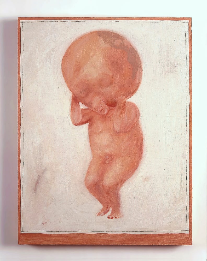 Tim Hawkinson - Oil on Wood Panel, 'Alvin (Atlas Baby)' (1 of 1)
