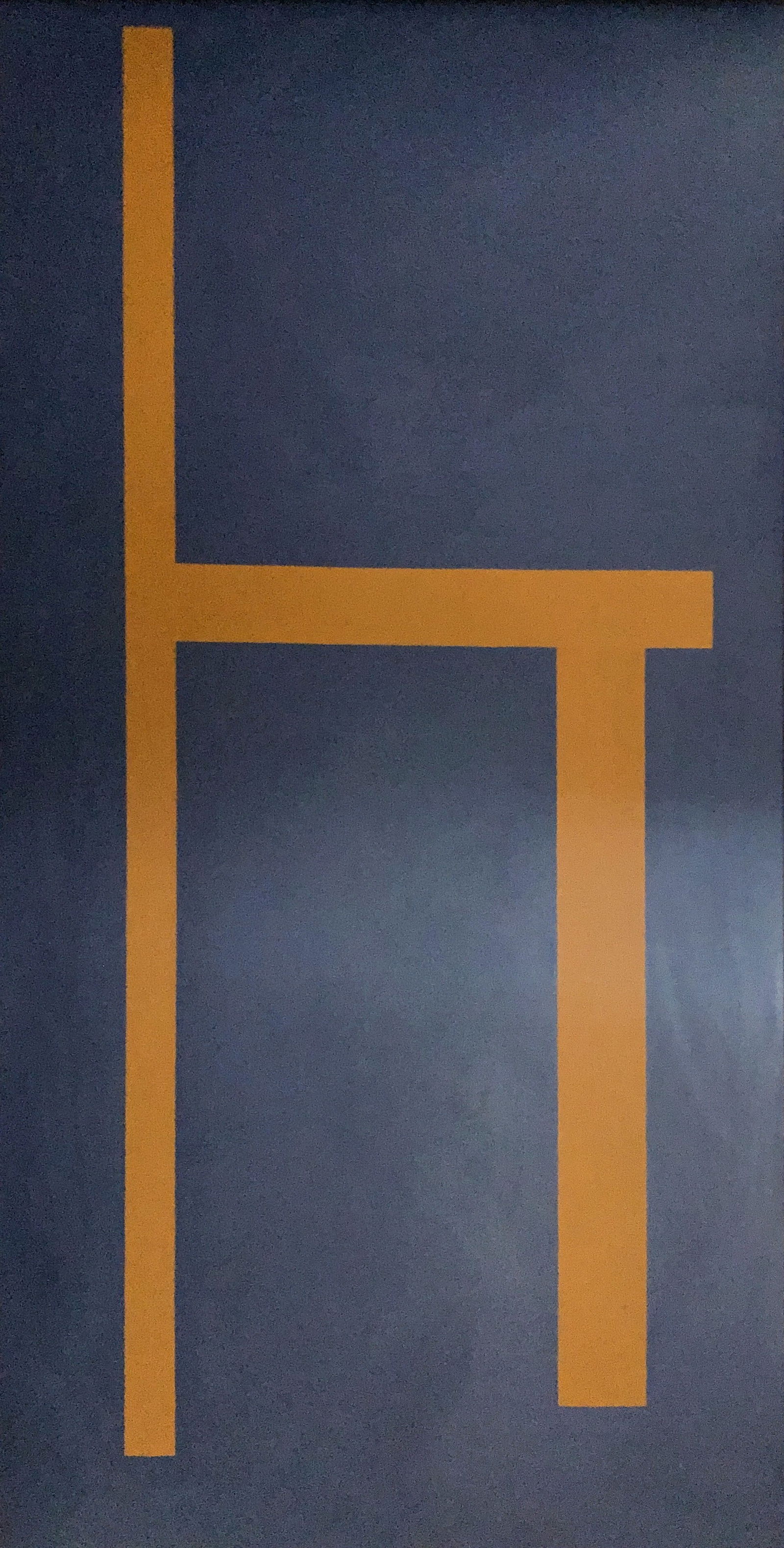 John Eden - oil & beeswax on paper/canvas, 'Blue/Orange' (1 of 1)