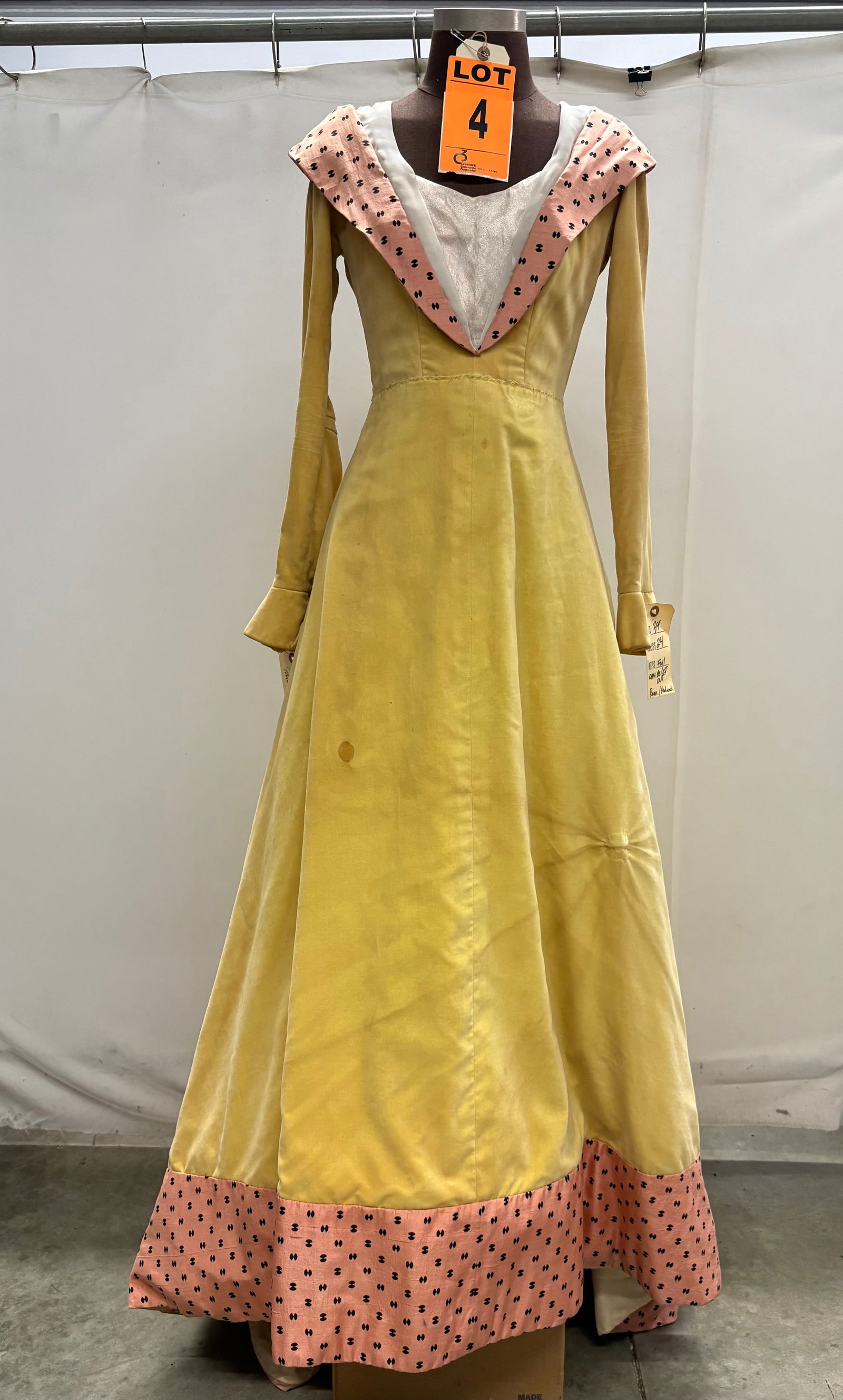 Medieval gown, Medieval Era, yellow velvet, as seen in "Vagabond King". (1 of 10)