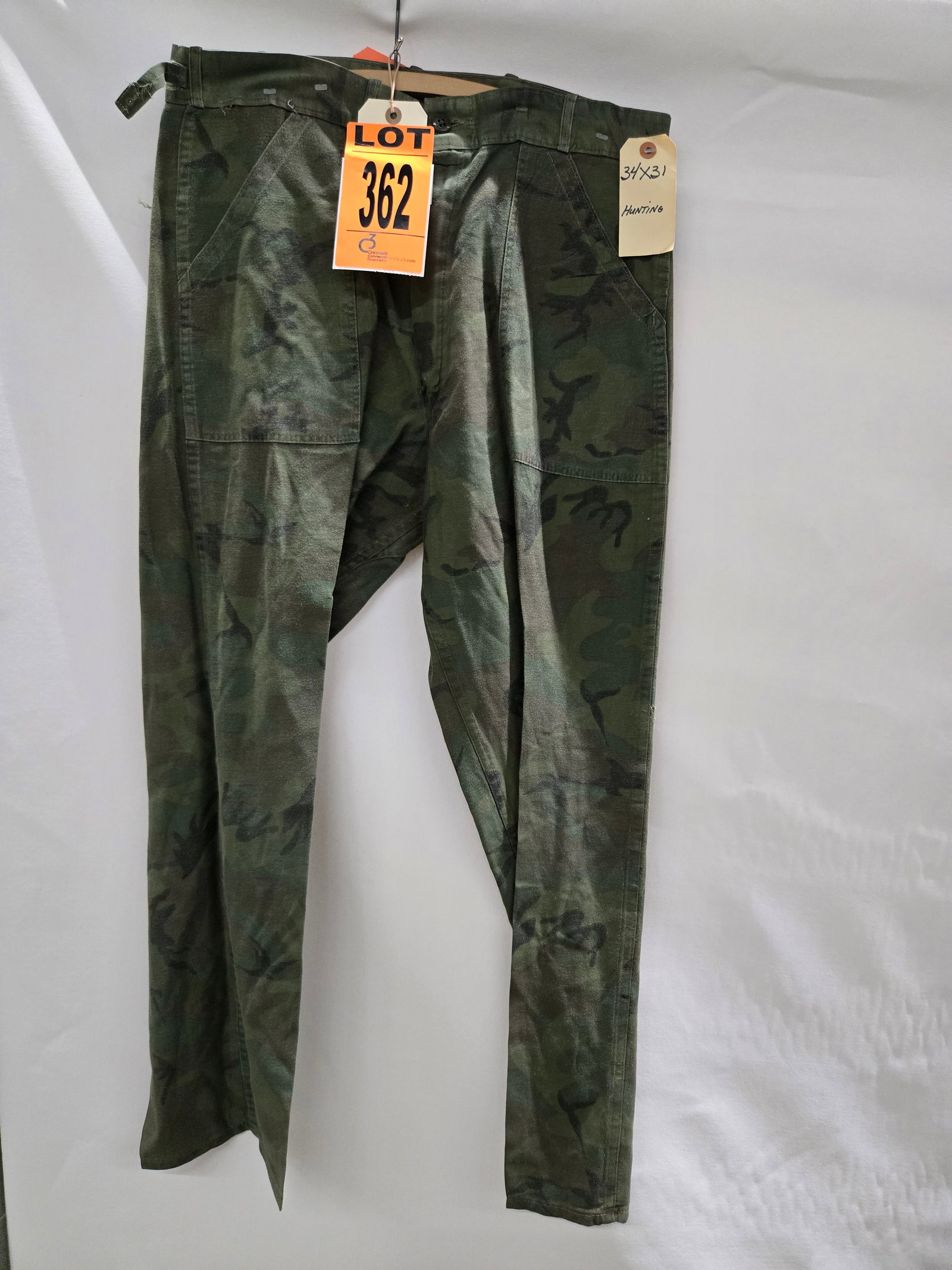 ARVN camo pants made for south Vietnamese forces. Size ? waist.: ARVN camo pants made for south Vietnamese forces. Size 34? waist. (1 pcs). dated 1965 Location: Row 29A, Item #5 IMPORTANT NOTE TO BIDDERS: We are not an auction gallery but a liquidator retained by C