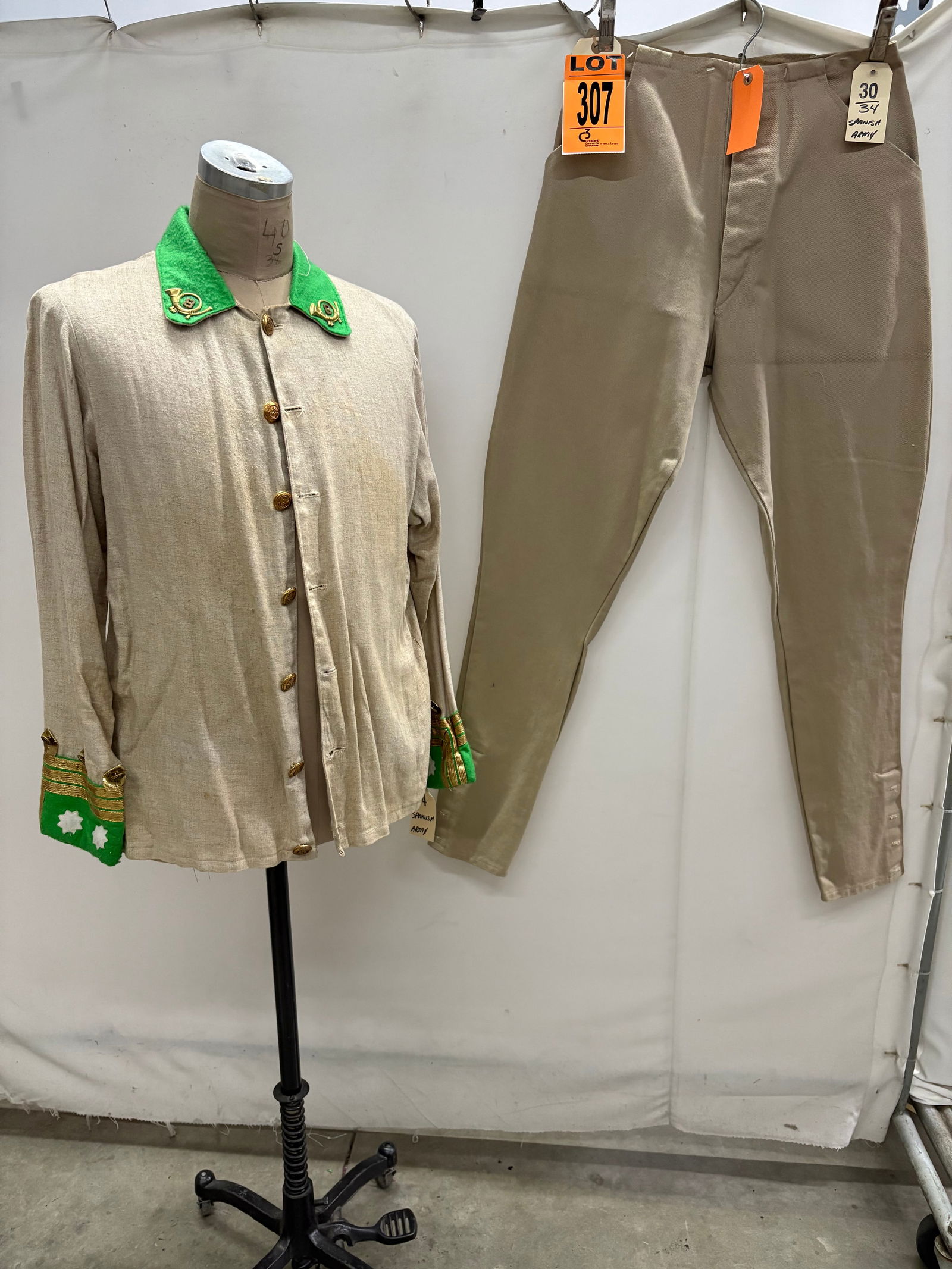 Spanish Army Uniform, shirt w/ 8th Infantry collar insignias and trousers (2 pcs). featured in ROUGH (1 of 8)