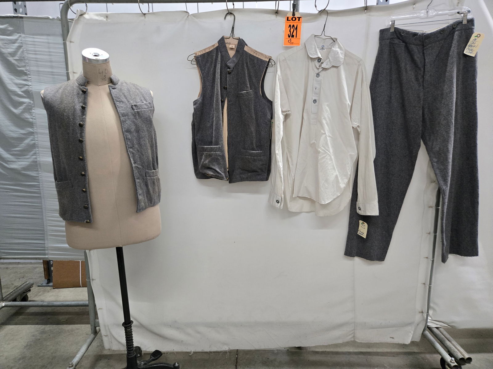 American Civil War studio made Confederate lot, 3 x vests w/ characters name written info collar, 1 (1 of 15)