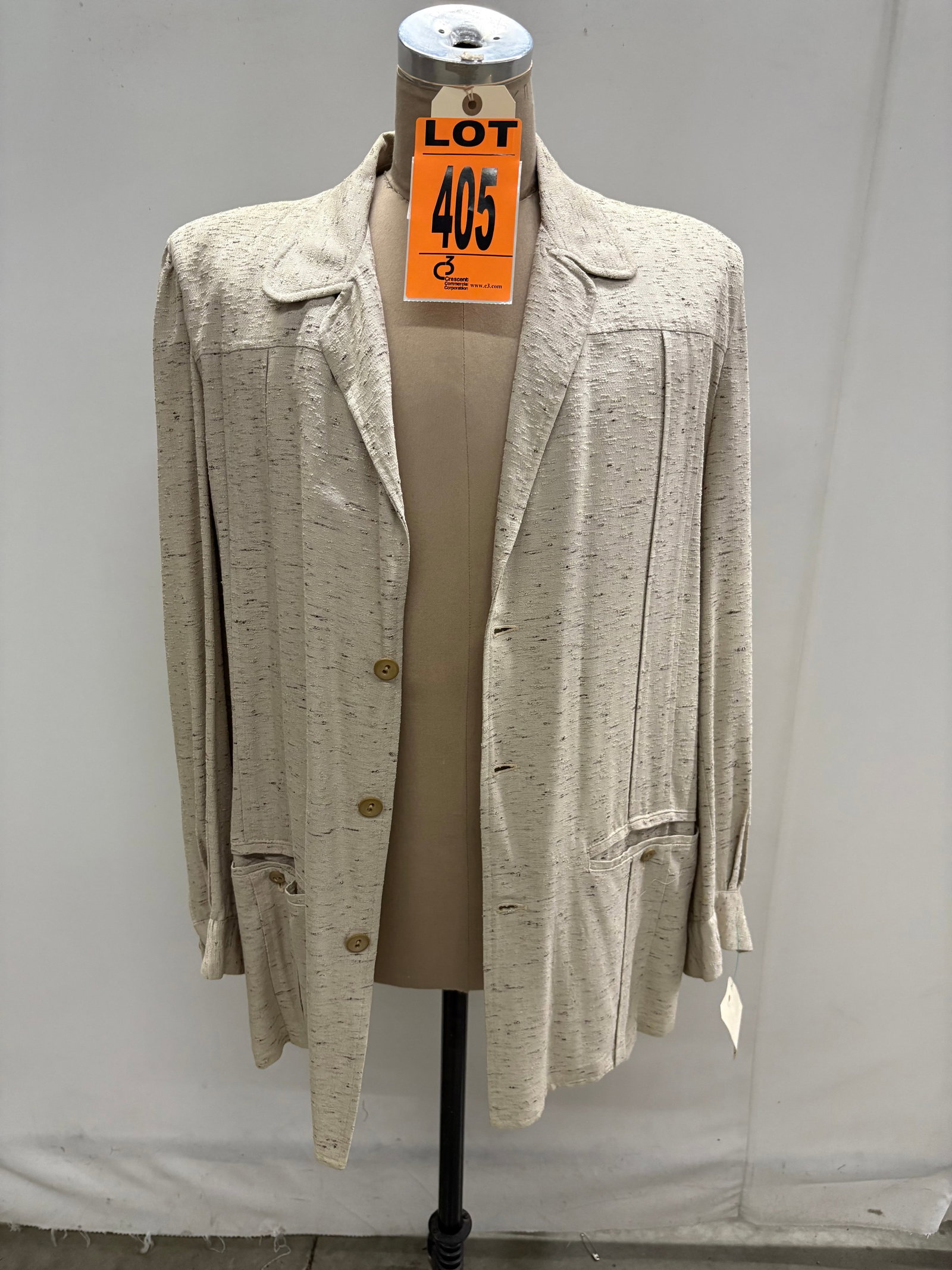 Carmel by Hollywood Sportswear Jacket, 1950s. Light cream textured fabric jacket with notch lapel (1 of 7)