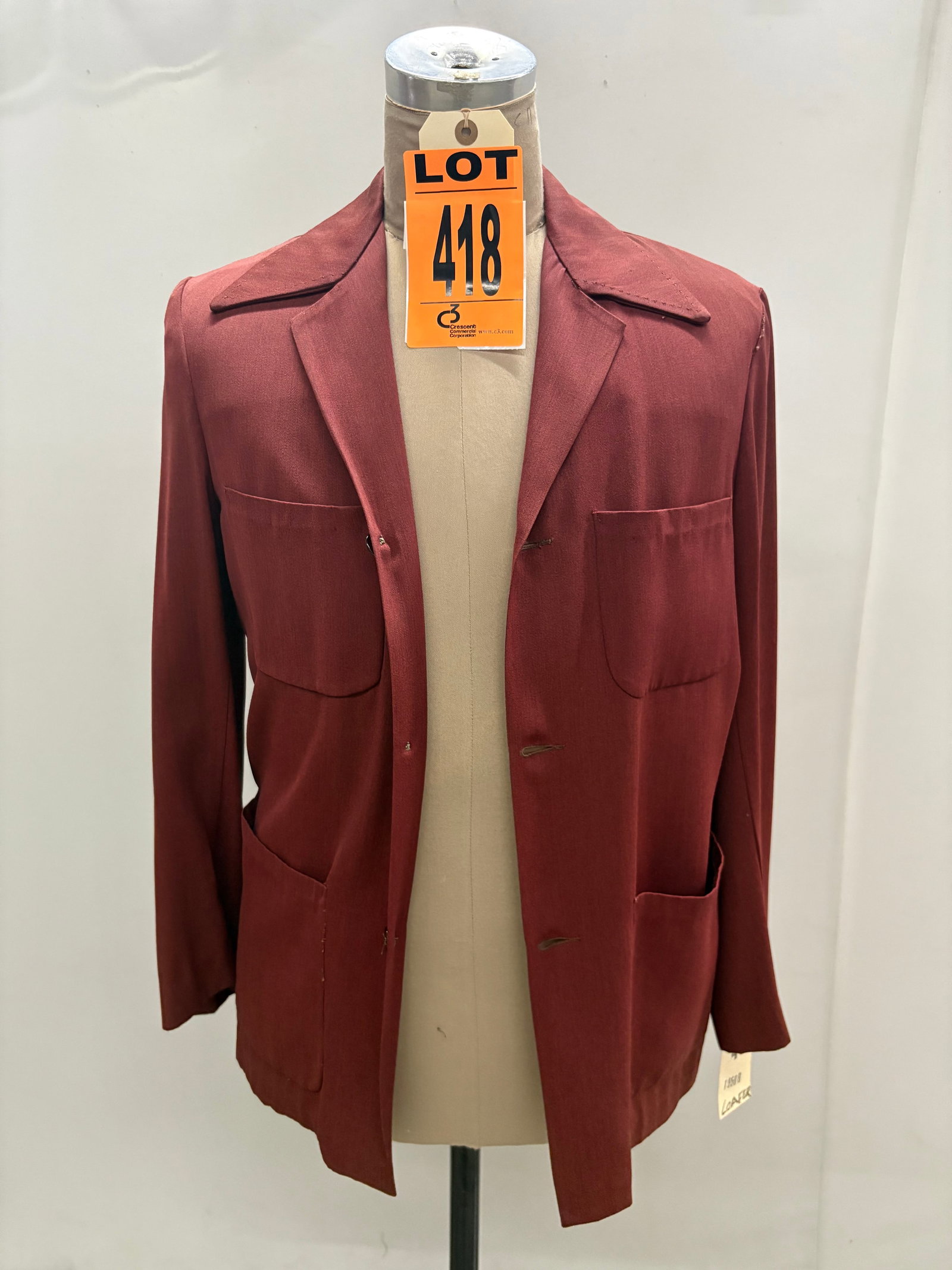 Western Sportswear Mfg. Co. Jacket, 1950s. Burgundy jacket with notch lapel, three-button front, two (1 of 8)