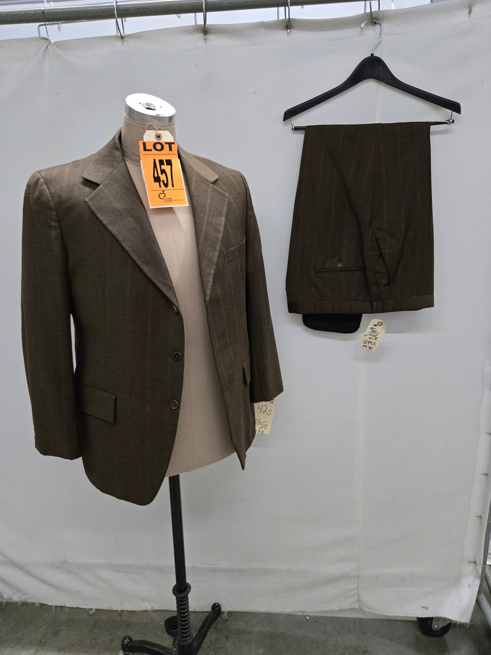 2-Piece 1970's Suit Set, Jacket Size 42S, NL / 5B, Pants size 36 / 28, three-button front, single (1 of 11)
