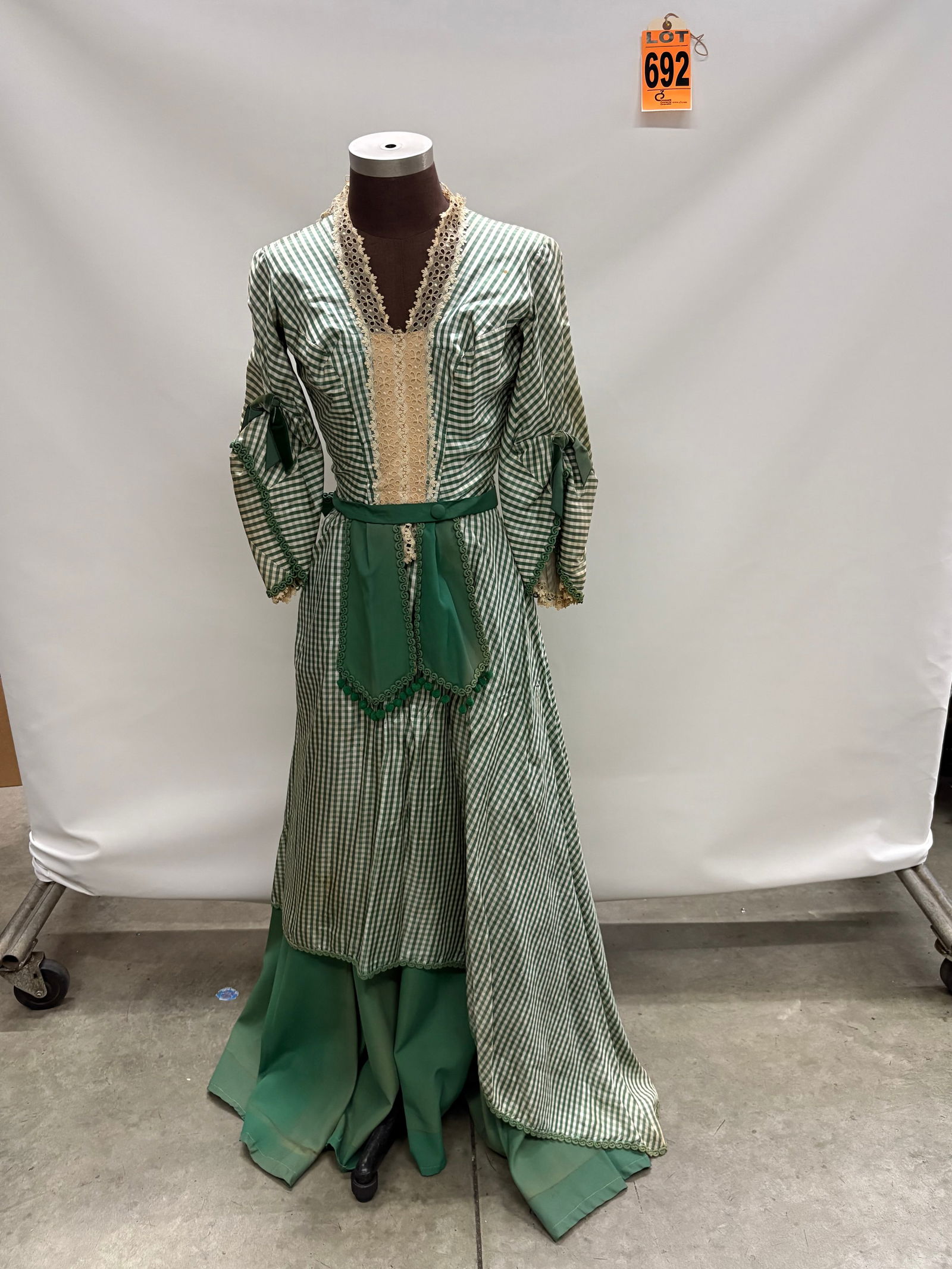 2pc Period Dress, Rosie McCoy Green Check, worn by Julie Adams in The Lawless Breed (1953) (1 of 13)