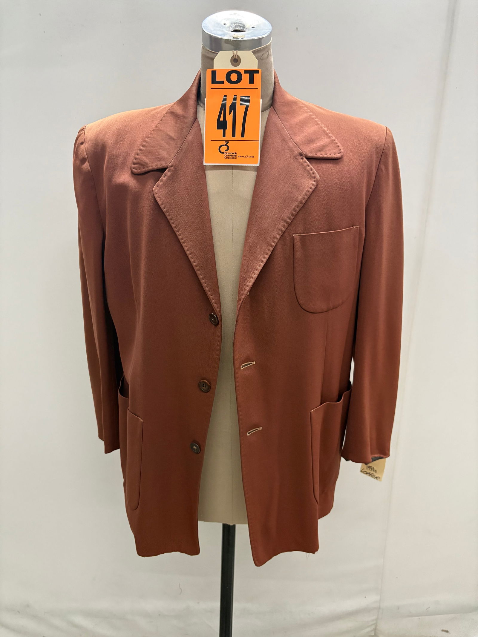 Desmond’s of Southern California Jacket, 1950s. Rust-colored jacket with notch lapel, three-button (1 of 7)