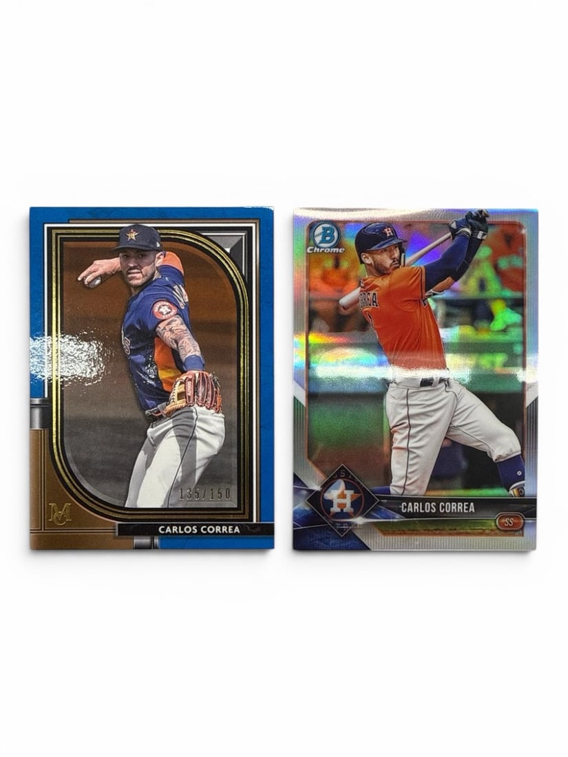 2017 World Series Autographed Baseball + Correa Parallel Cards - 4
