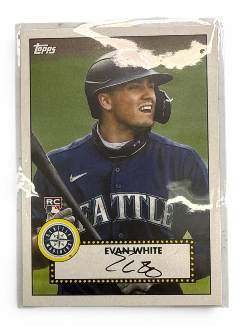 Evan White Autographed Baseball & Cards - 5