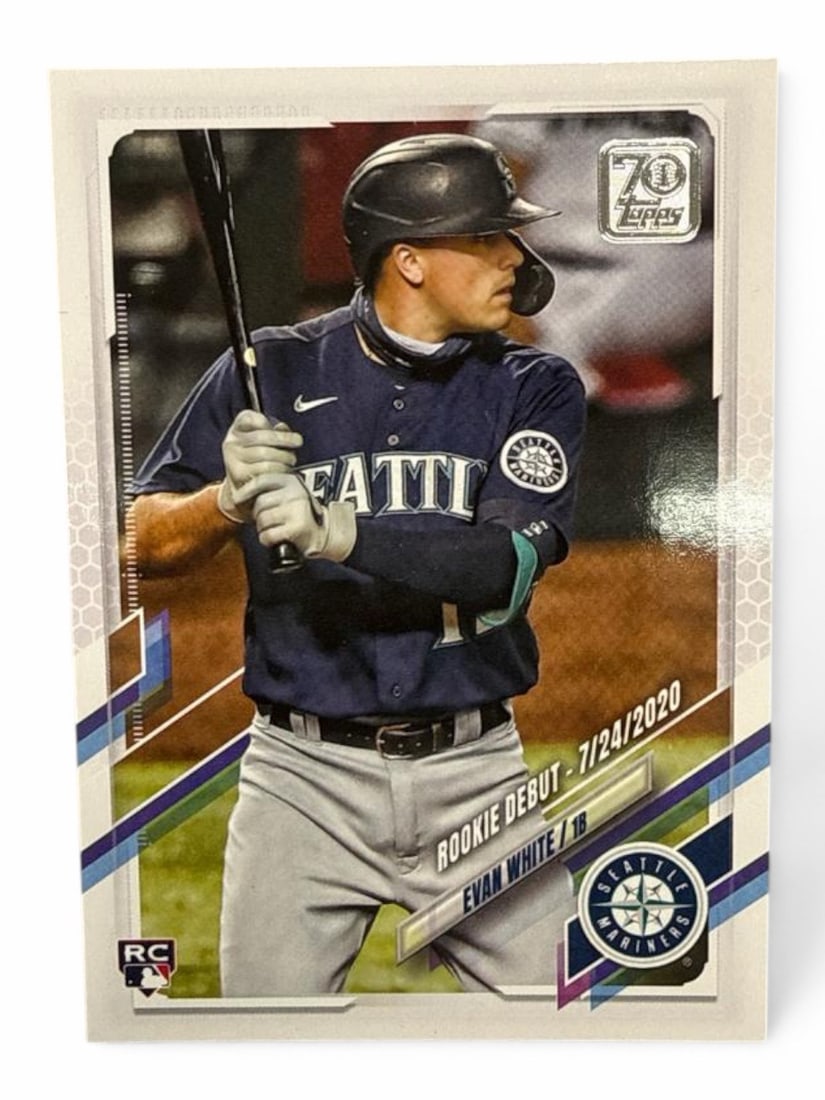 Evan White Autographed Baseball & Cards - 7