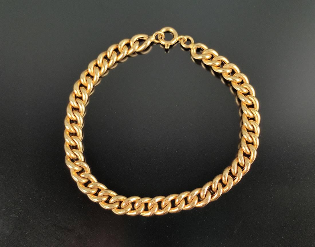 Round curb chain bracelet, ring clasp, 750/18K yellow: Round curb chain bracelet, ring clasp, 750/18K yellow gold, 7.96g, length 18cm Rundes Panzerarmband, Ringverschluss, 750/18K Gelbgold, 7,96g, LÃ¤nge 18cm
