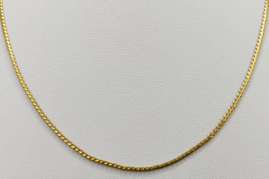 Flat curb chain with ring clasp, 750/18K yellow gold,: Flat curb chain with ring clasp, 750/18K yellow gold, 7.34g, length 60cm Flachpanzerkette mit Ringverschluss, 750/18K Gelbgold, 7,34g, LÃ¤nge 60cm
