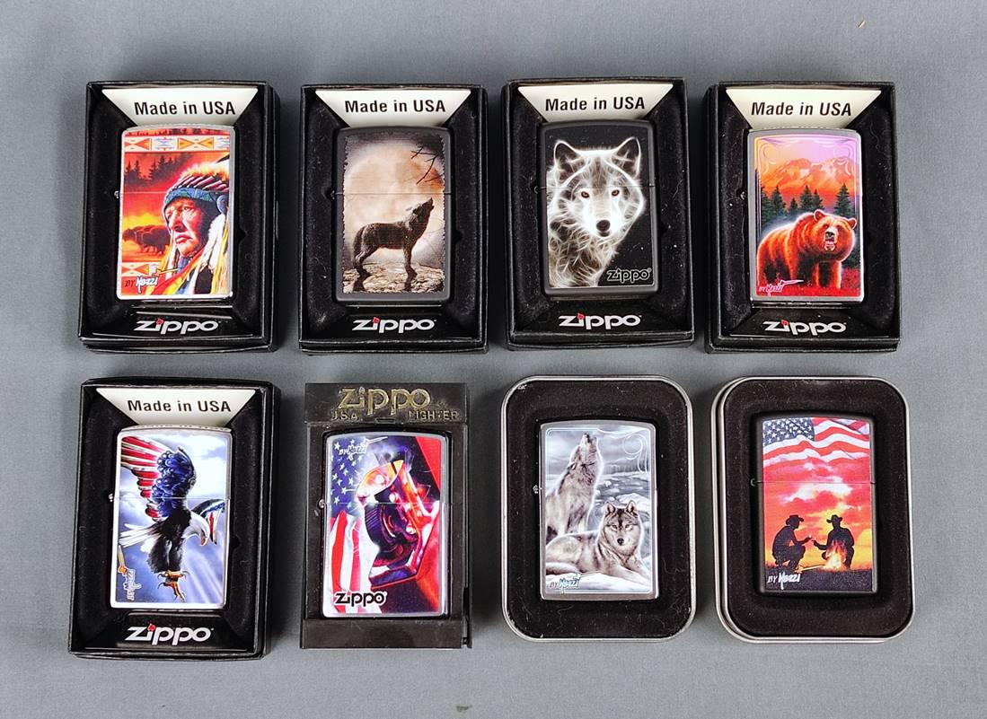 Mixed lot of Zippo lighters with airbrush design by Claudio Mazzi, airbrush (1 of 1)