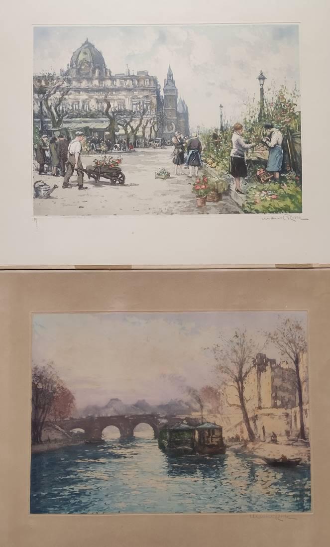 Robbe, Manuel (1872 Paris - 1936 Nesles-la-Vallé) 2 color etchings, "Seine (1 of 7)