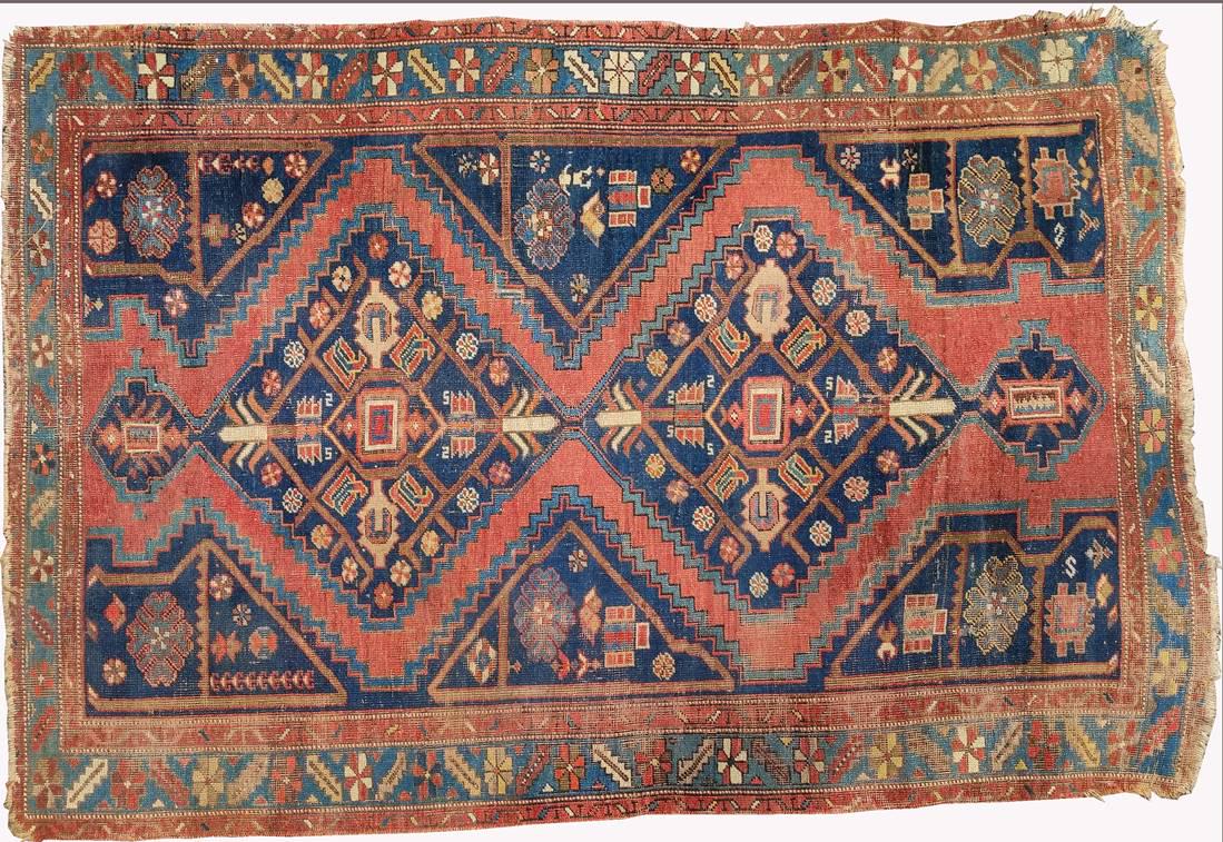 Kazak, around 1890, Russia, vine leaf border, 196x135cm, to clean (1 of 2)