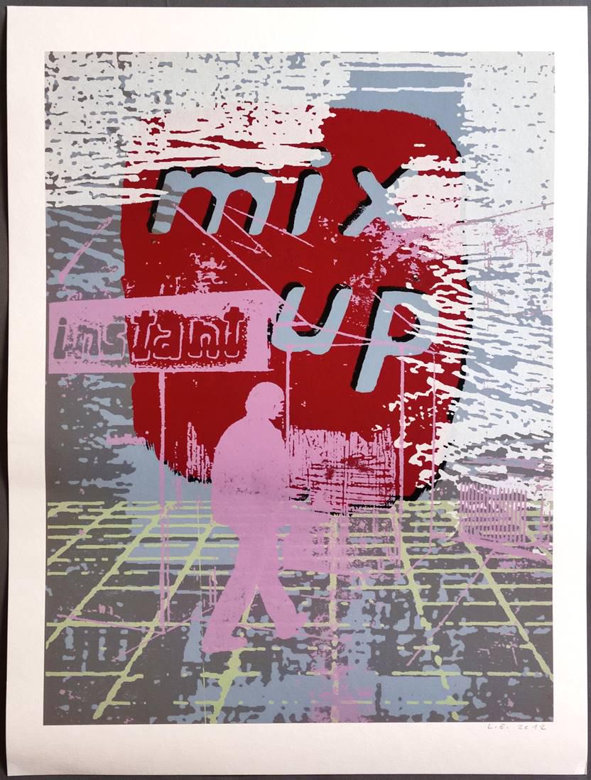 Estermann, Lorenz (1968 Linz) "mix up", silkscreen, monogrammed lower right: Estermann, Lorenz (1968 Linz) "mix up", silkscreen, monogrammed lower right and dated 2012, paper quality: 250 gsm Fedrigoni, Old Mill bianco, 64,5x48cm (sheet) Estermann, Lorenz (1968 Linz) "mix up",