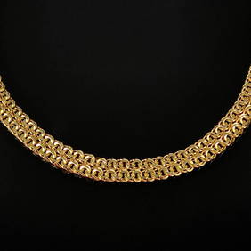 Collier, 333/8K yellow gold (hallmarked), Friedrich Binder Mannheim, total weight of 26.1g, composed (1 of 2)