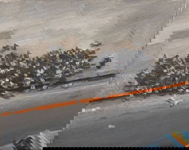 Police car with pigeons 1993: Liu Xiaodong.Oil on canvas.25 x 20 cm.Condition:Very good condition with only minor old wear, expected natural imperfections including age wrinkles.Provenance : Private collection, Hamburg, Germany.
