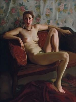 Gaze of Jasrine 1992: Chen Danqing.Oil on canvas.142 x 107 cm.Condition:Very good condition with only minor old wear, expected natural imperfections including age wrinkles.Provenance : Mrs. Blair, Newport Beach, California