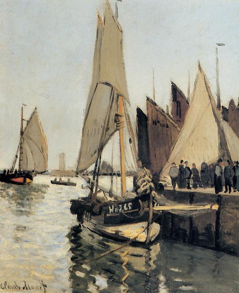 Sailing Boats At Honfleur 1866: Claude Monet. Oil on canvas. 55 X 46cm. Condition:Minor old wear and weathering. The private collector Jasmine Charles in the United Kingdom, acquired from the above, via the London trade.