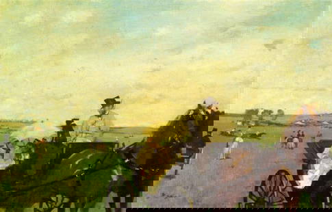 A Carriage At The Races 1872: Edgar Degas. Oil on canvas. 36.5 x 55.9 cm. Condition:Very good condition with only minor old wear. Provenance : Private collection from a professor in University of Pennsylvania.