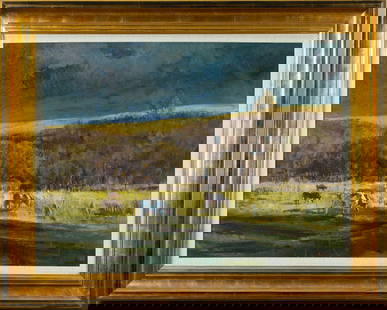 A Ningjing River: A Ningjing River Gaoge Framed Oil Painting Oil on canvas:80 x 60 cm Framed:100 x 80 cm Condition: Superb condition with only minor old wear. Provenance : Private collection from a professor in Univers
