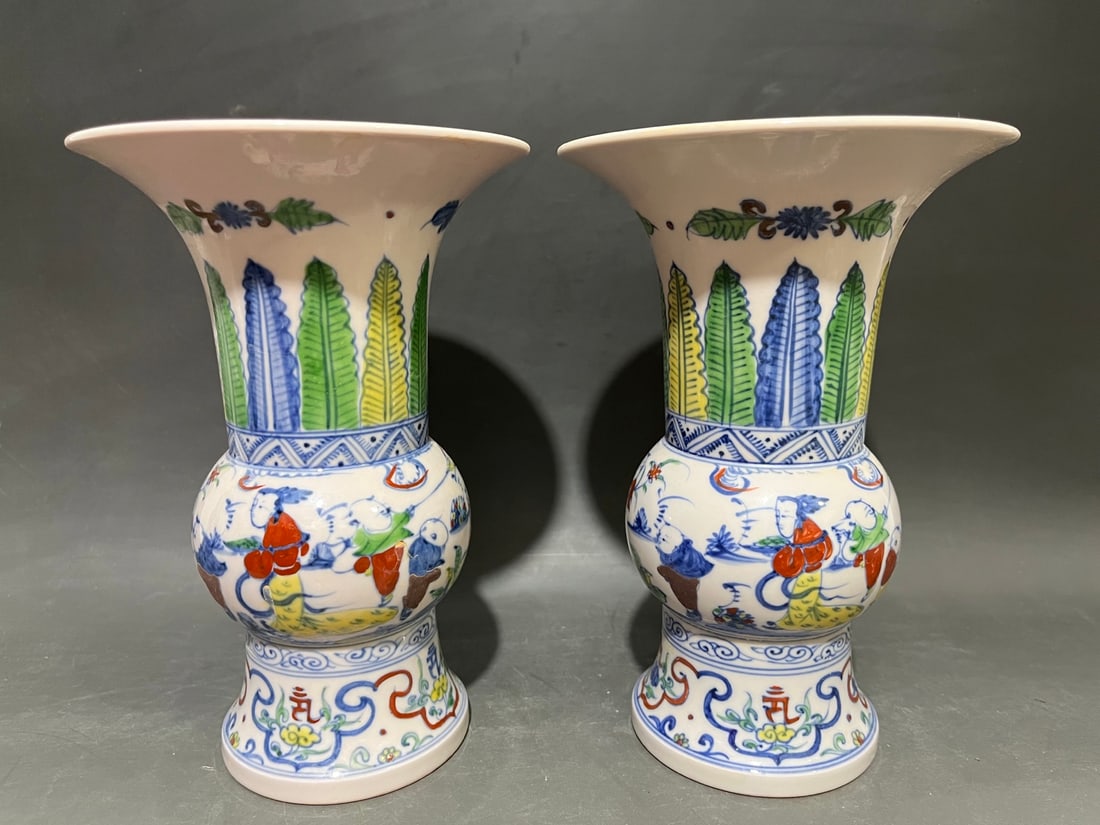 Chenghua red-bodied Doucai vase with a picture of a lady playing with a baby (1 of 10)