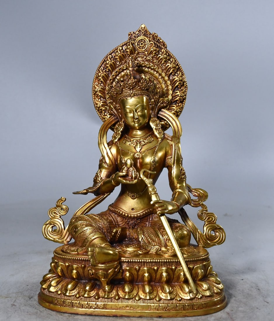 Brass gilt Vajra Tara Buddha statue cast in fine bronze (1 of 9)