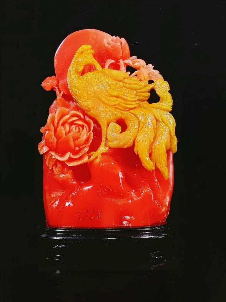 Red Field Yellow Phoenix Ornament (1 of 9)