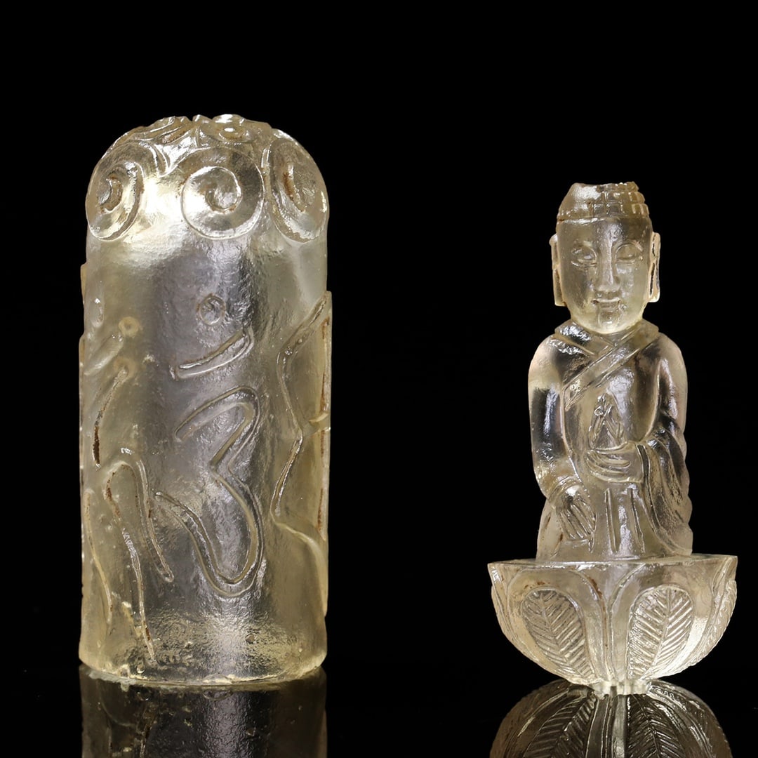 Old glass Buddha figurine (1 of 6)