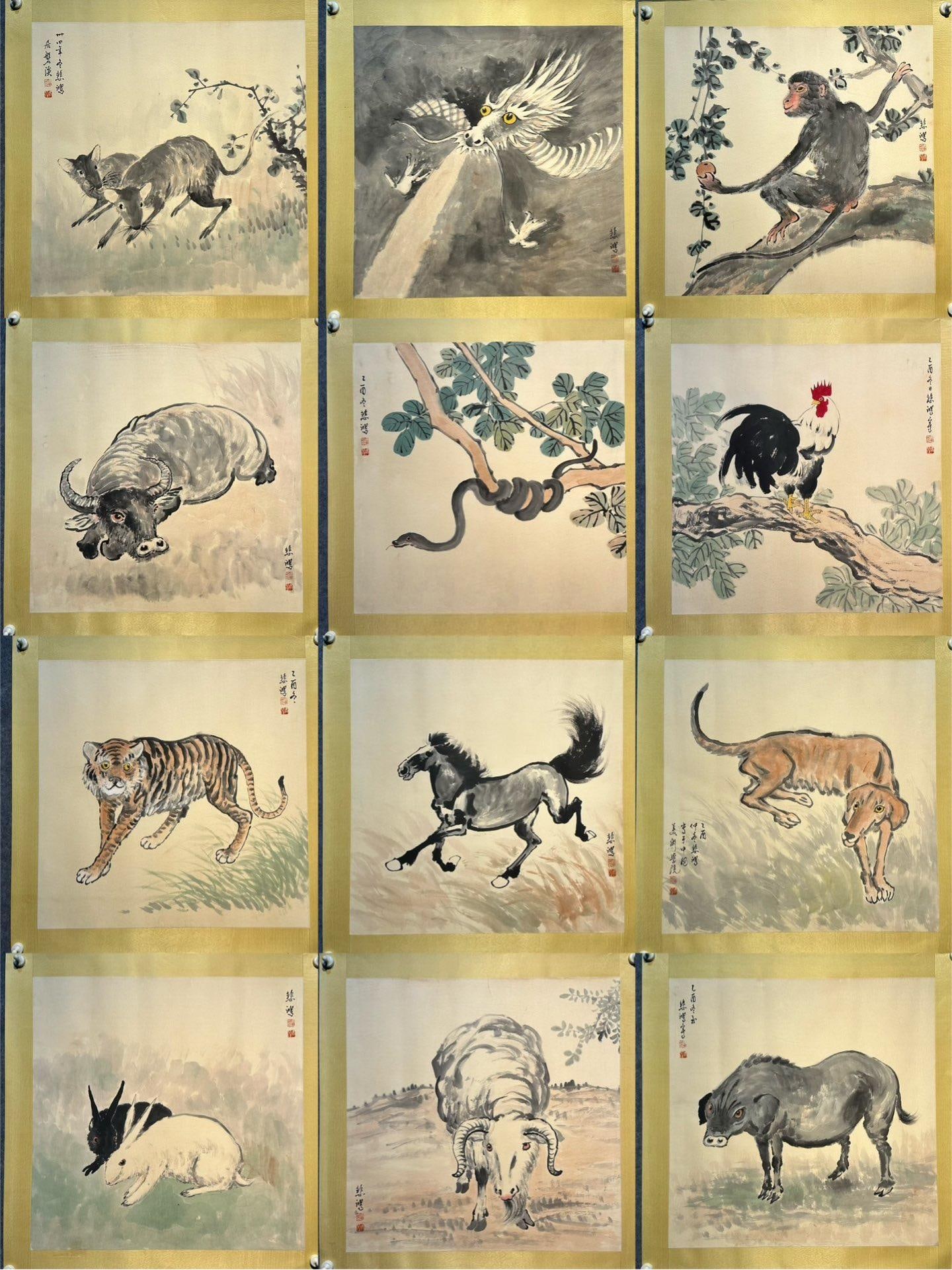 Xu Beihong's exquisite hand-painted twelve zodiac animal paintings (1 of 9)