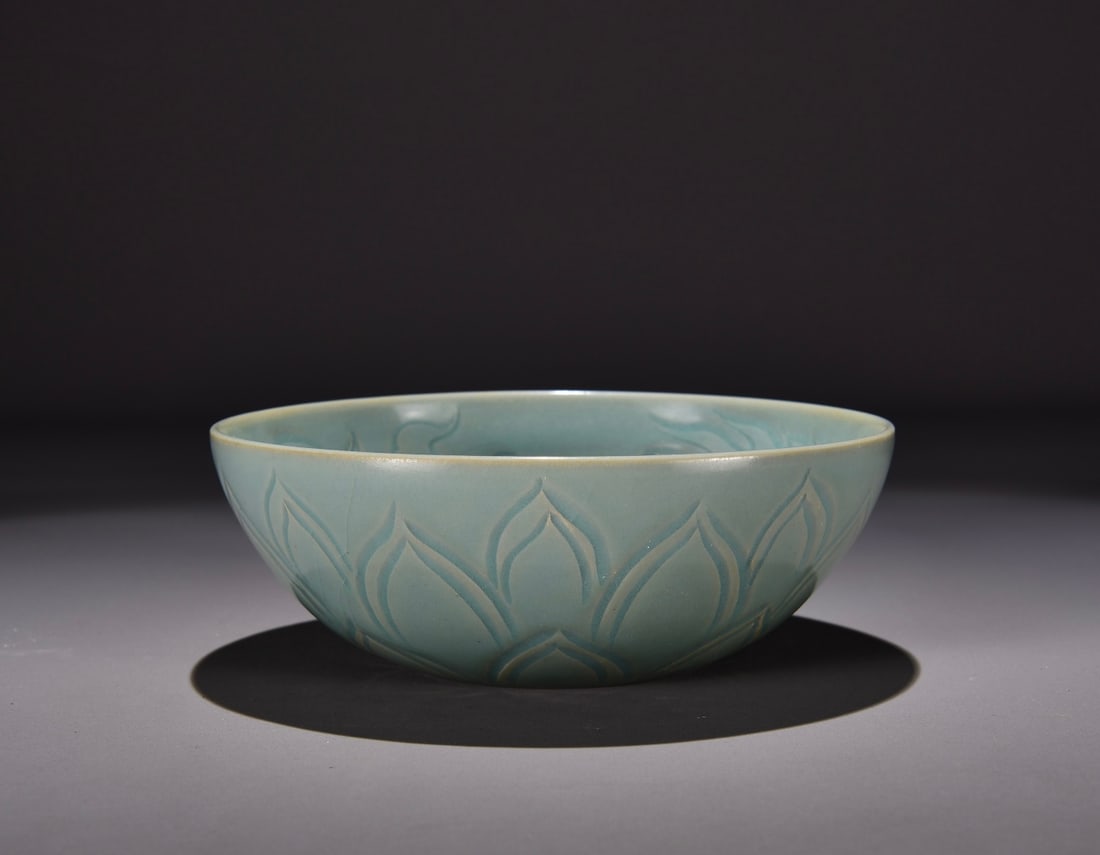 Formerly in my collection, a Song Dynasty Ru ware bowl with the Cai mark, celadon glaze, and dragon: Dimensions: Height 9, Width 21 Provenance:Mr.Jordi, Northern Virginia. Our dedicated team expertly handles both domestic and global shipping arrangements.We accept wire transfer and credit or debit ca