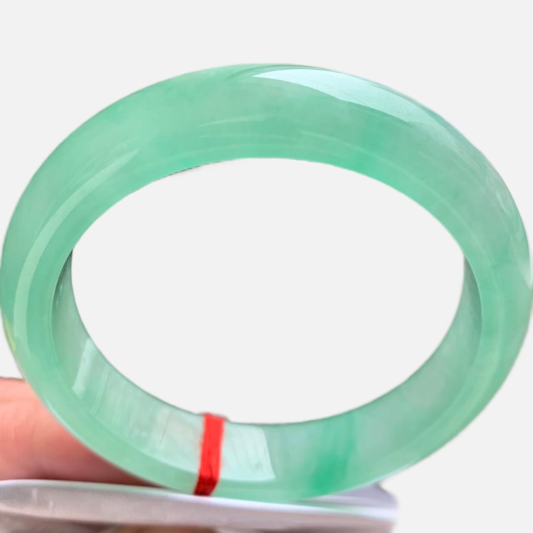 Burmese jadeite bangle, icy light green, perfect quality. (1 of 5)