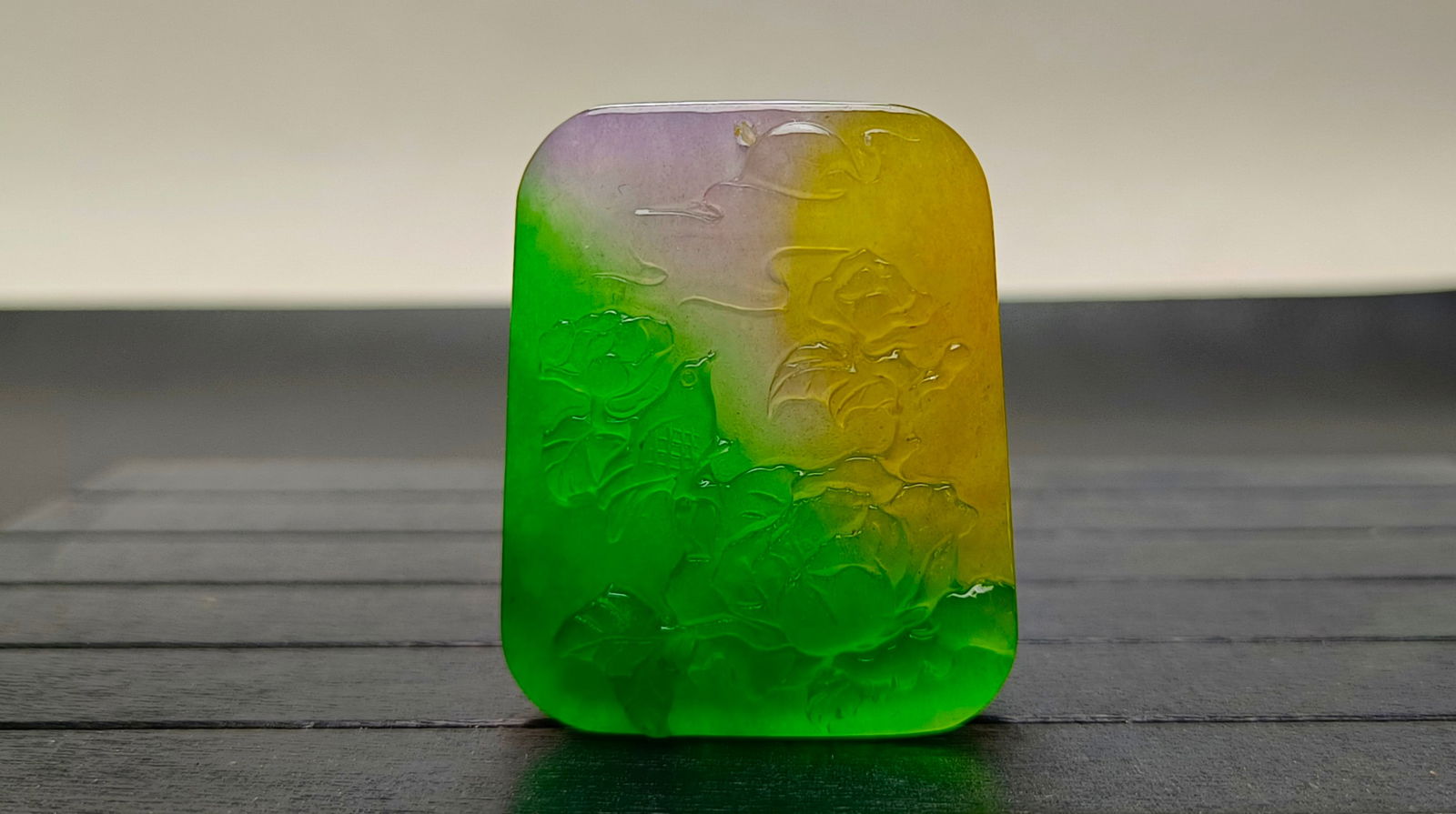 Top-grade dragon stone type colorful extra-large and extra-thick jadeite pendant (1 of 8)