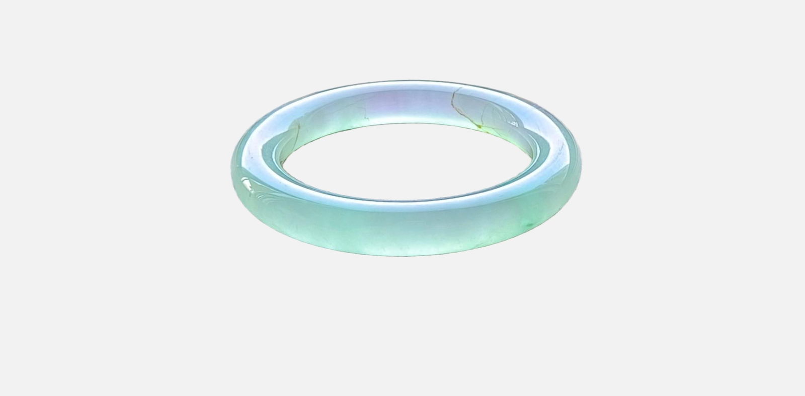 A high-ice jadeite bangle with floating flowers (1 of 5)