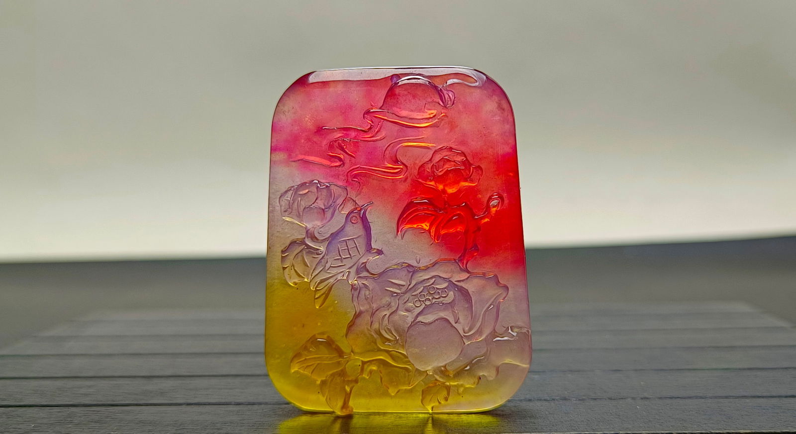 Top-grade dragon stone type colorful extra-large and extra-thick jadeite pendant (1 of 8)